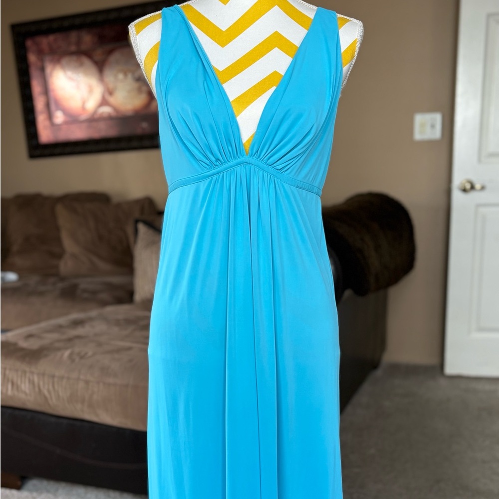 Elegant turquoise Natori Aphrodite Slip Dress
